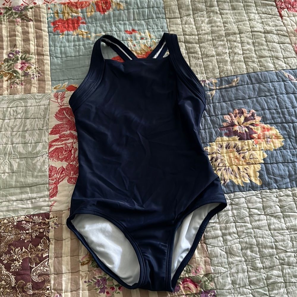 Hanna Andersson blue one-piece swimsuit